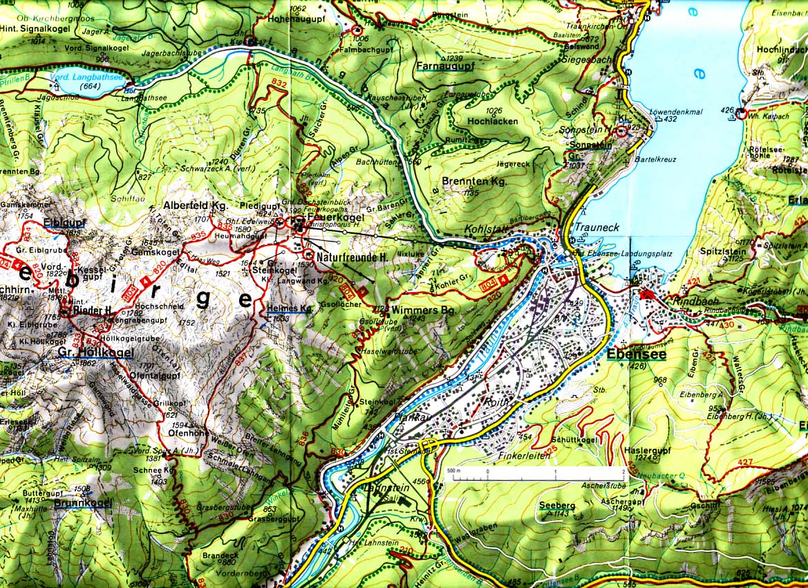 Feuerkogel + Ebensee map